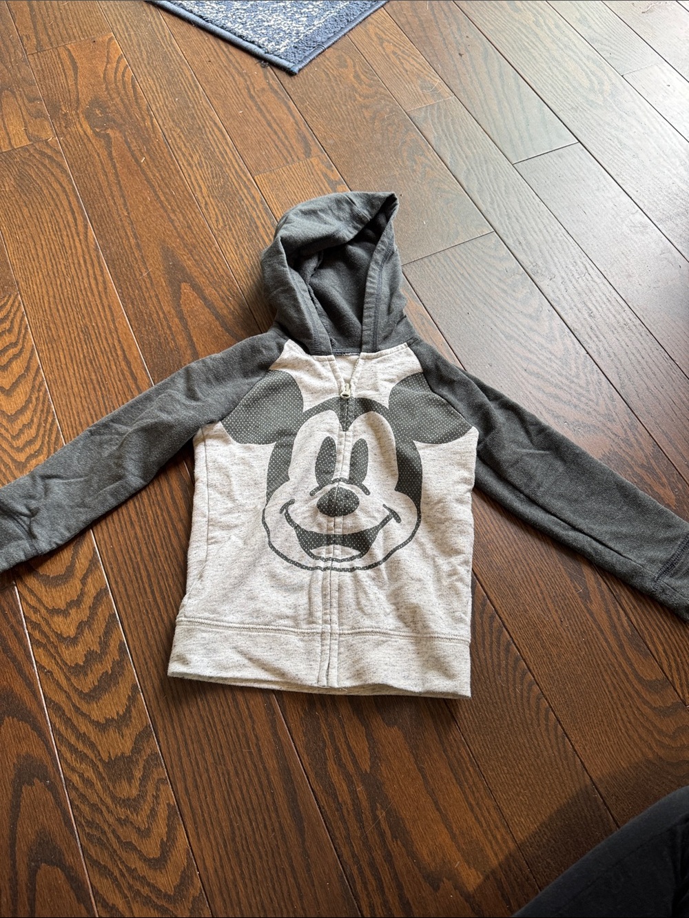 Kids Hooded Zip-Up Mickey Mouse Sweatshirt- Gray/Charcoal
